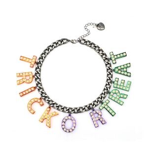 Betsey Johnson Faux Stone Halloween Trick or Treat Statement Necklace